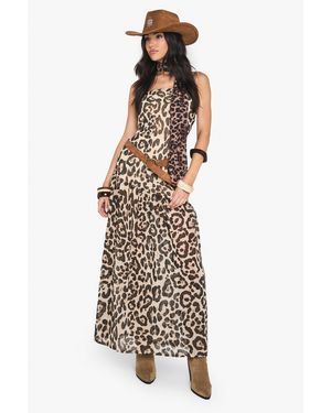 Boohoo Printed Chiffon Bandeau Maxi Dress - White