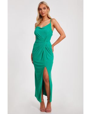 Quiz Jade Knot Front Midaxi Dress - Green