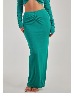 Pink Vanilla Shimmer Maxi Skirt - Green