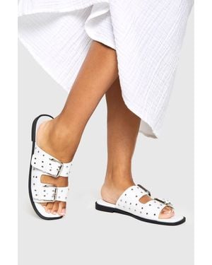 Boohoo Studded Detail Sandals - White