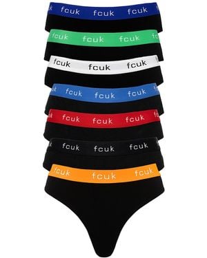 French Connection 7 Pack Cotton Fcuk Ladies Thongs - Red