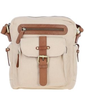 Fenland Sheepskin Exquisite Real Leather X Canvas Body Bag - Natural