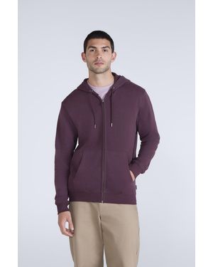 Mountain Warehouse 'Woody' Full Zip Hoodie Drawcord Adjustable Hood Cosy Jumper Cotton - Purple