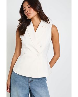 Boohoo Tailored Peplum Waistcoat - White