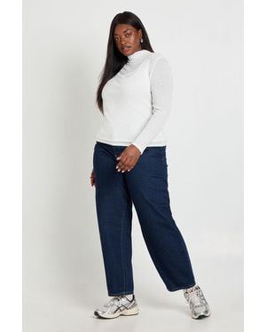 Boohoo Plus Barrel Fit Jean - Blue
