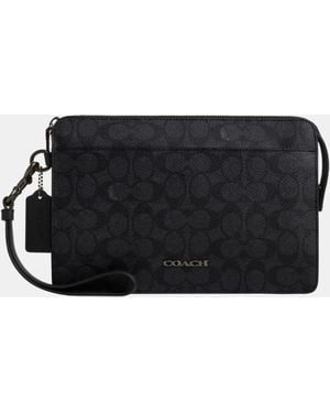 COACH Leather Top-Handle Pouch - Black