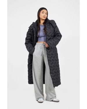 Brave Soul Heat Seal Quilted Longline Padded Jacket - Blue