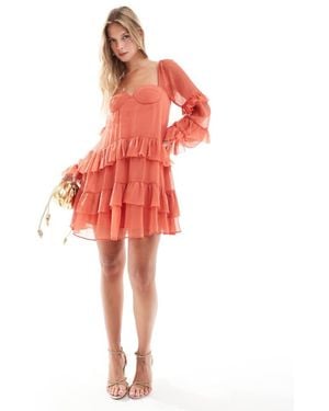 ASOS Ruffle Corset Detail Tiered Mini Dress