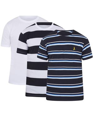 Brave Soul 3 Pack Cotton Crew Neck T-Shirts - Blue
