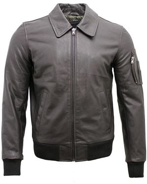 Infinity Leather Cowhide Airline A2 Us Airforce Bomber Jacket - Grey