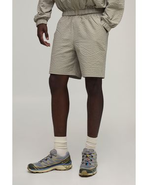 BoohooMAN Relaxed Check Nylon Short - Natural