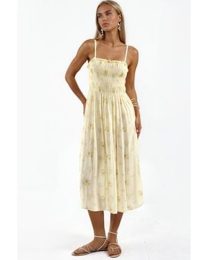 Busem Floral Cotton Poplin Midi Dress - Metallic