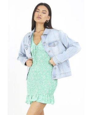 Brave Soul Light 'Blooms' Western Style Denim Jacket - Blue
