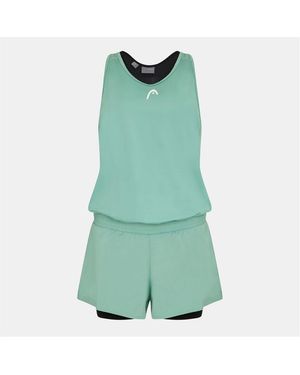 Head Crew Neck Solid Patterned Sleeveless Playsuit Romper - Green