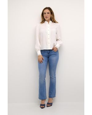 Cream Long Sleeved Shirt Regular Fit - Blue