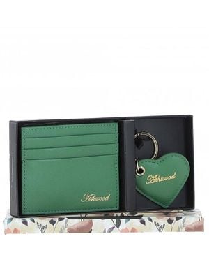 Ashwood Leather Real Card Holder & Key Ring Gift Set - Green