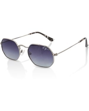 Infinity Leather De-Gamme Retro Rectangle Polarized Sunglasses - Blue