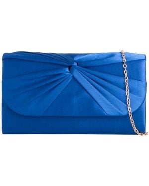 SVNX Ruched Satin Clutch - Blue