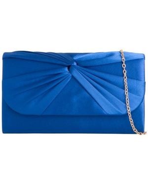 SVNX Ruched Satin Clutch - Blue