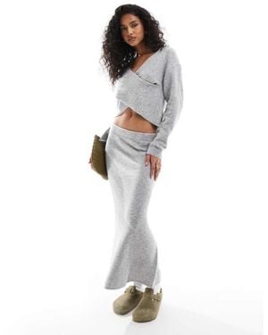 Pieces Knitted Maxi Skirt Co-Ord - White