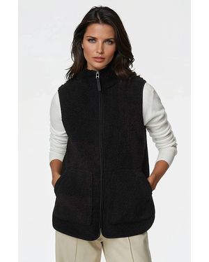 Secret Label Borg Fleece Funnel Neck Gilet - Black