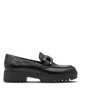 Tamaris Leather Loafer Comfort Shoes - Black