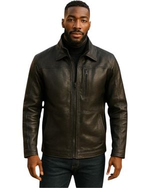 Infinity Leather Warm Mid-Length Biker Coat - Black