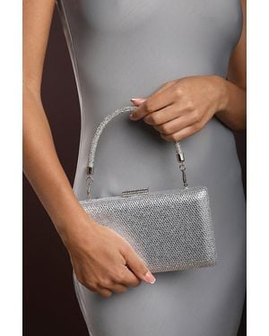 Where's That From 'Veil' Embellished Hard Case Evening Clutch Bag - Grey