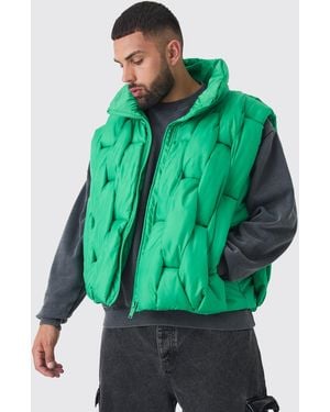 BoohooMAN Plus Boxy Padded Weft Tank - Green