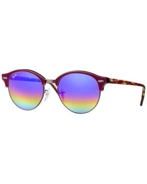 Ray-Ban Clubround Mineral Flash Lenses Sunglasses Rb42461222C251 - Purple