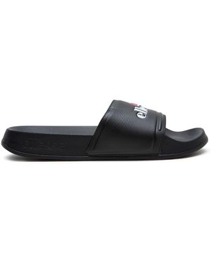 Ellesse Filipp Logo Print Open Toe Slides - Black