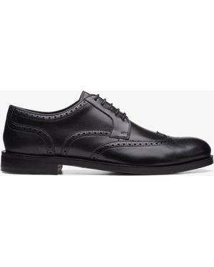 Clarks Craftdean Wing Brogue Leather Shoes - Black