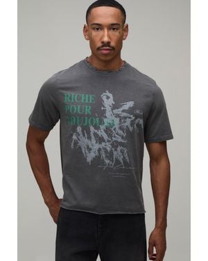 BoohooMAN Regular Boxy Grunge Print Vintage Washed T-Shirt - Grey