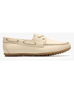 Clarks Elliotte Boat Cream Leather Shoes - Natural