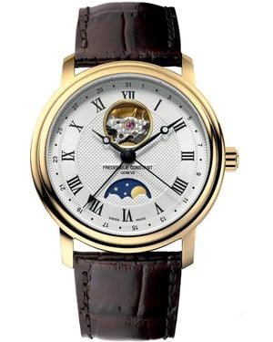 Frederique Constant Frédérique Heart Beat Moonphase Watch Fc-335Mc4P5 Leather (Archived) - Metallic