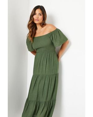 PRINCIPLES Shirred Bodice Midi Dress - Green