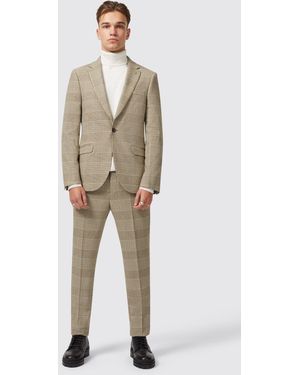 Shelby and Sons Strauss Slim Fit Neutral Check Jacket - Natural