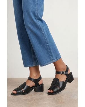 Oasis Ellie Faux Leather Block Heel Fishermen Sandals - Blue