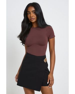 Boohoo Bengaline Wrap Skort - Red