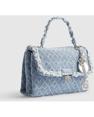 River Island Shoulder Bag Denim Front Flap Pu - Blue