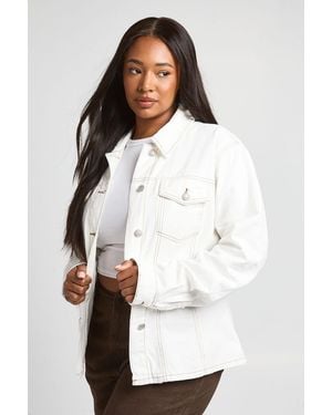 Boohoo Plus Seam Detail Denim Jacket - White