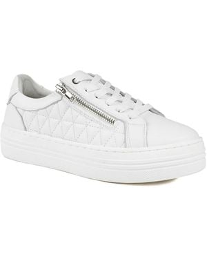 Jones Bootmaker Arianna Quilted Leather Zip & Lace Trainers - White