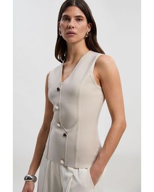 Karen Millen Figure Form Bandage Button Through Top - White