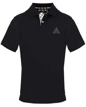 Aquascutum Collared Short-Sleeved Polo Shirt Cotton - Black