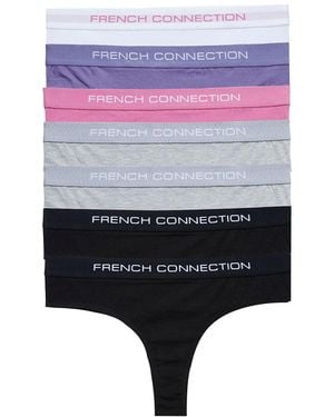 French Connection 7 Pack Cotton Ladies Thongs - Multicolour