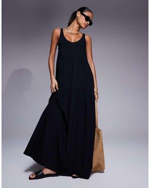 ASOS Scoop Tiered Trapeze Maxi Dress - Blue