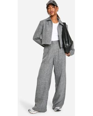 Boohoo Extreme Wide Leg Tailored Trousers - Grey
