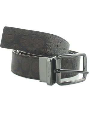COACH Harness Buckle Cut-To-Size Reversible Mahogany Belt - Grey