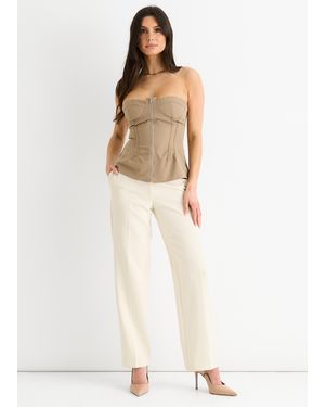 Gini London Stone Naad Detail Bandeau Top - Wit