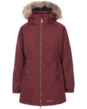 Trespass Ladies Celebrity Insulated Longer Length Parka Jacket (Dark Cherry) - Red